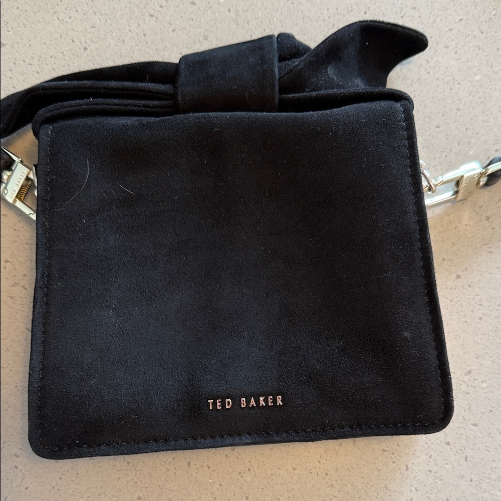 Ted Baker Black Suede Bag with Bow Accent